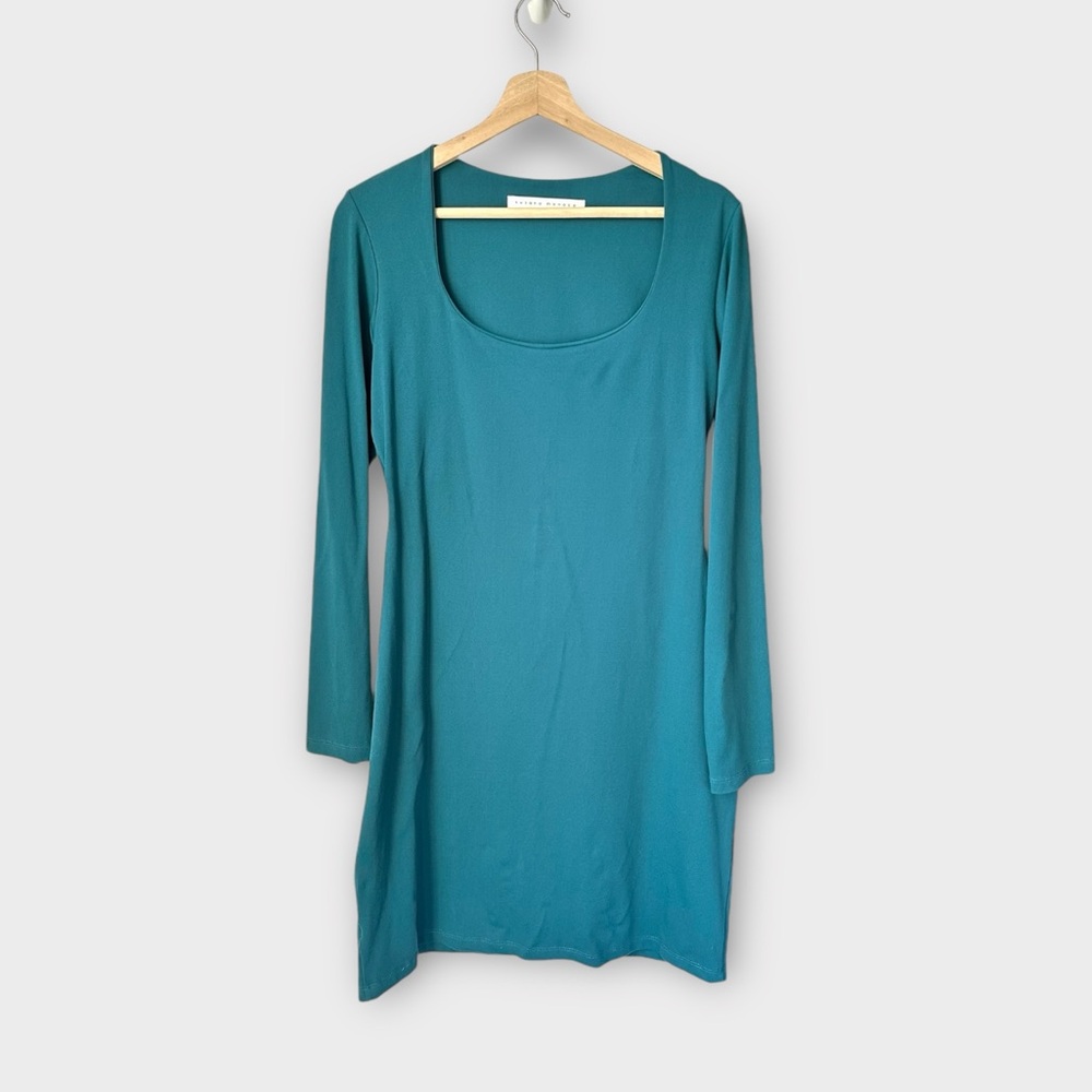 Susana Monaco Green Scoop Neck Long Sleeve Dress‎